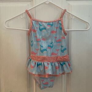 Kiko and max one piece pink and blue ruffle bathing suit sz 18 months